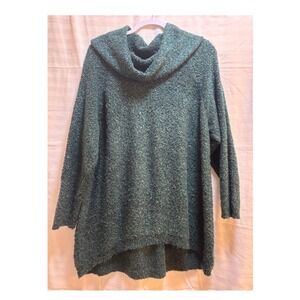 Denim & Co W XL Forest Green Cowl Neck Boucle Knit High Low Sweater  tunic